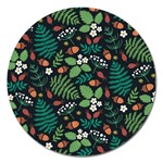Pattern Forest Leaf Flower Motif Magnet 5  (Round)