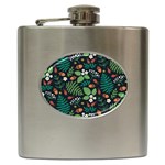 Pattern Forest Leaf Flower Motif Hip Flask (6 oz)