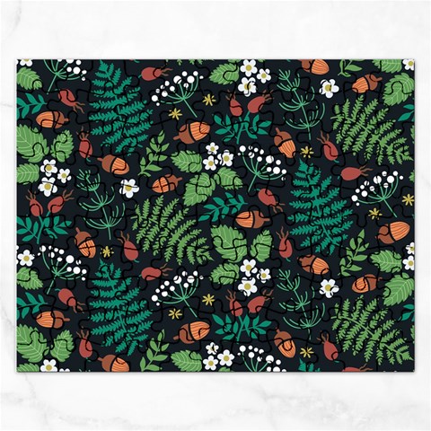 Pattern Forest Leaf Flower Motif Rectangular Jigsaw Puzzl from ArtsNow.com Front