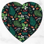 Pattern Forest Leaf Flower Motif Jigsaw Puzzle (Heart)