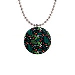 Pattern Forest Leaf Flower Motif 1  Button Necklace