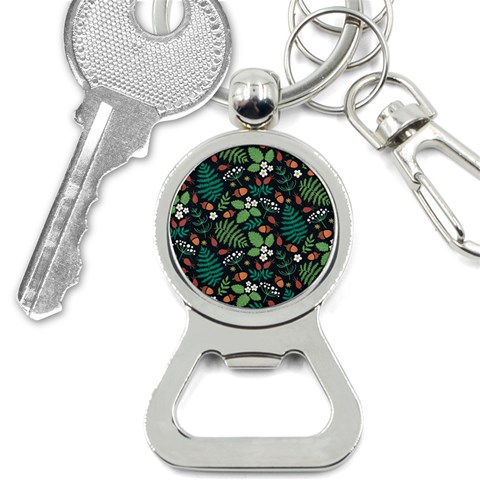 Pattern Forest Leaf Flower Motif Bottle Opener Key Chain from ArtsNow.com Front