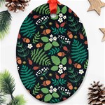 Pattern Forest Leaf Flower Motif Oval Ornament (Two Sides)