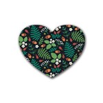 Pattern Forest Leaf Flower Motif Rubber Coaster (Heart)