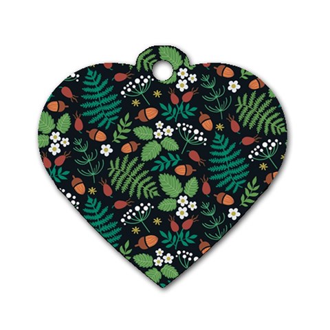 Pattern Forest Leaf Flower Motif Dog Tag Heart (One Side) from ArtsNow.com Front