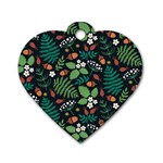 Pattern Forest Leaf Flower Motif Dog Tag Heart (Two Sides)