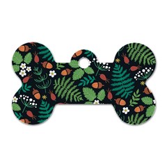 Pattern Forest Leaf Flower Motif Dog Tag Bone (Two Sides) from ArtsNow.com Front