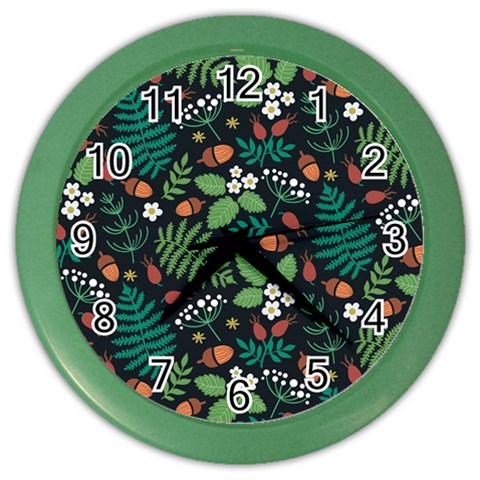 Pattern Forest Leaf Flower Motif Color Wall Clock from ArtsNow.com Front