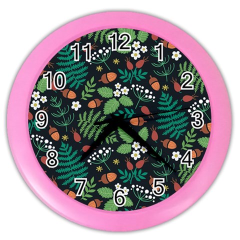 Pattern Forest Leaf Flower Motif Color Wall Clock from ArtsNow.com Front