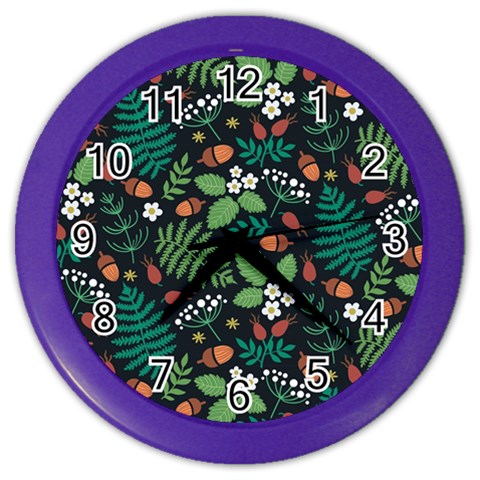 Pattern Forest Leaf Flower Motif Color Wall Clock from ArtsNow.com Front