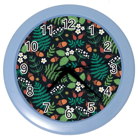Pattern Forest Leaf Flower Motif Color Wall Clock from ArtsNow.com Front