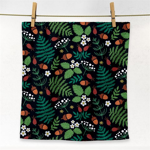 Pattern Forest Leaf Flower Motif Face Towel from ArtsNow.com Front