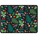 Pattern Forest Leaf Flower Motif Fleece Blanket (Large)