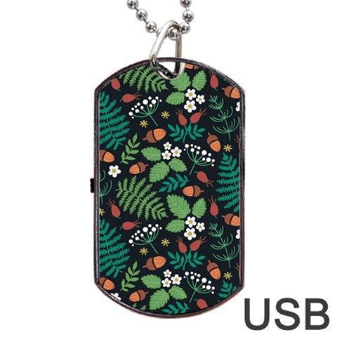 Pattern Forest Leaf Flower Motif Dog Tag USB Flash (One Side) from ArtsNow.com Front