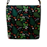 Pattern Forest Leaf Flower Motif Flap Closure Messenger Bag (L)