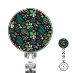 Pattern Forest Leaf Flower Motif Stainless Steel Nurses Watch