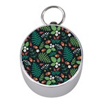 Pattern Forest Leaf Flower Motif Mini Silver Compasses