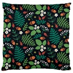 Pattern Forest Leaf Flower Motif Large Premium Plush Fleece Cushion Case (One Side)
