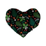 Pattern Forest Leaf Flower Motif Standard 16  Premium Flano Heart Shape Cushions