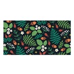 Pattern Forest Leaf Flower Motif Satin Shawl 45  x 80 