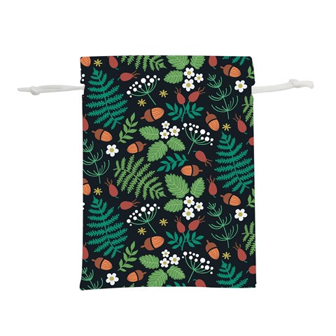 Pattern Forest Leaf Flower Motif Lightweight Drawstring Pouch (L) from ArtsNow.com Front