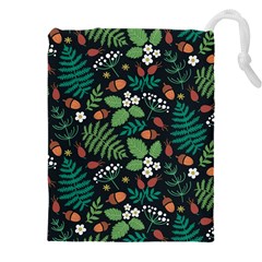 Pattern Forest Leaf Flower Motif Drawstring Pouch (4XL) from ArtsNow.com Front