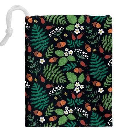 Pattern Forest Leaf Flower Motif Drawstring Pouch (5XL) from ArtsNow.com Back