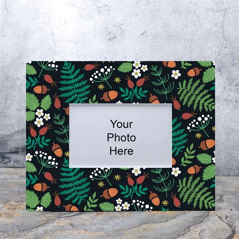 Pattern Forest Leaf Flower Motif White Tabletop Photo Frame 4 x6  from ArtsNow.com Front