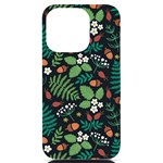 Pattern Forest Leaf Flower Motif iPhone 14 Pro Black UV Print Case