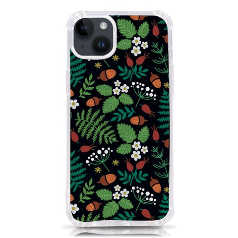 Pattern Forest Leaf Flower Motif iPhone 14 Plus TPU UV Print Case from ArtsNow.com Front