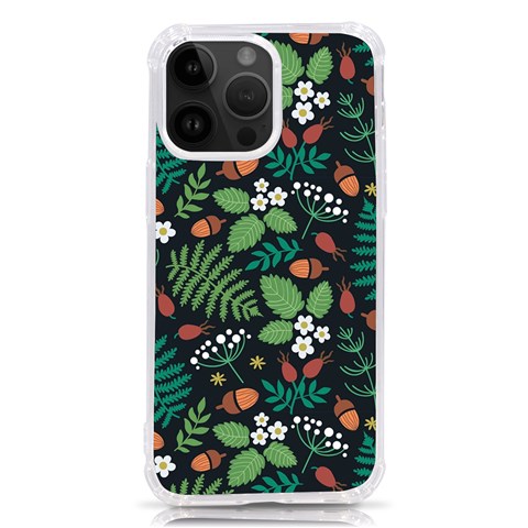 Pattern Forest Leaf Flower Motif iPhone 14 Pro Max TPU UV Print Case from ArtsNow.com Front