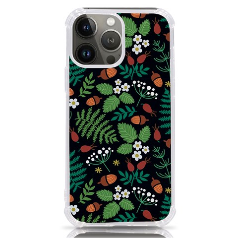 Pattern Forest Leaf Flower Motif iPhone 13 Pro Max TPU UV Print Case from ArtsNow.com Front