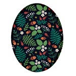 Pattern Forest Leaf Flower Motif Oval Glass Fridge Magnet (4 pack)