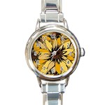 Colorful Seamless Floral Pattern Round Italian Charm Watch