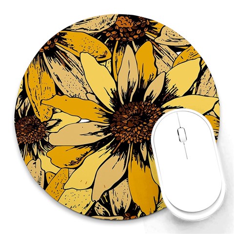 Colorful Seamless Floral Pattern Round Mousepad from ArtsNow.com Front