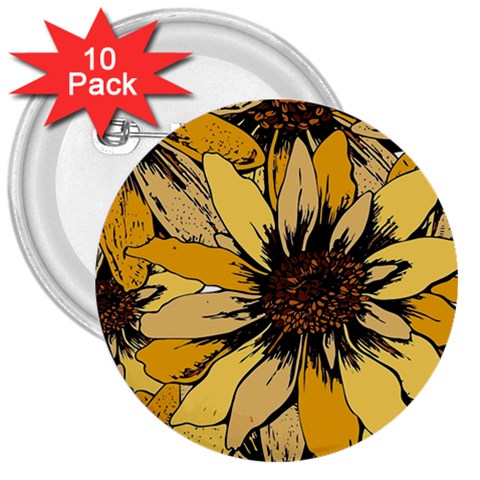 Colorful Seamless Floral Pattern 3  Buttons (10 pack)  from ArtsNow.com Front