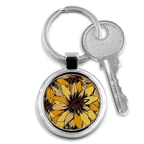 Colorful Seamless Floral Pattern Key Chain (Round) from ArtsNow.com Front