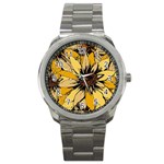 Colorful Seamless Floral Pattern Sport Metal Watch