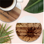 Colorful Seamless Floral Pattern Marble Wood Coaster (Round)