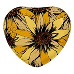 Colorful Seamless Floral Pattern Heart Glass Fridge Magnet (4 pack)