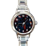 Architecture City Pixel Art Round Italian Charm Watch