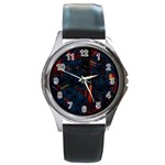 Architecture City Pixel Art Round Metal Watch