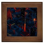 Architecture City Pixel Art Framed Tile
