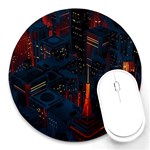Architecture City Pixel Art Round Mousepad
