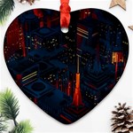 Architecture City Pixel Art Ornament (Heart)