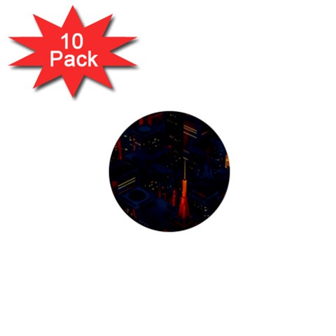Architecture City Pixel Art 1  Mini Buttons (10 pack)  from ArtsNow.com Front