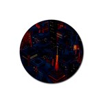 Architecture City Pixel Art Rubber Round Coaster (4 pack)