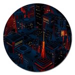 Architecture City Pixel Art Magnet 5  (Round)