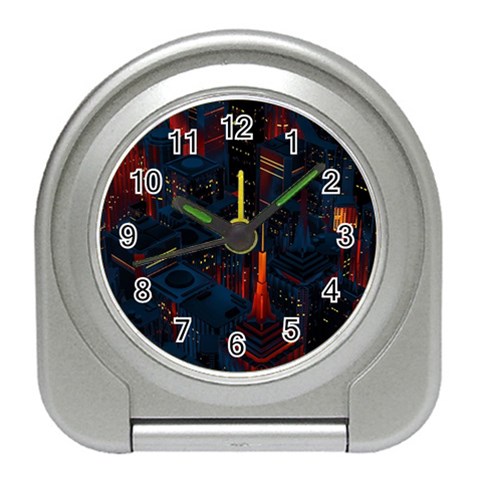 Architecture City Pixel Art Travel Alarm Clock from ArtsNow.com Front