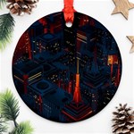 Architecture City Pixel Art Round Ornament (Two Sides)